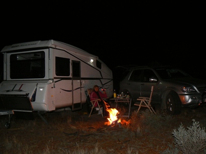 Campfire beside the Ghan railway line