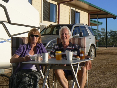 John and Judy having breakfast