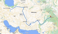 Proposed southern route bypassing Afghanistan
